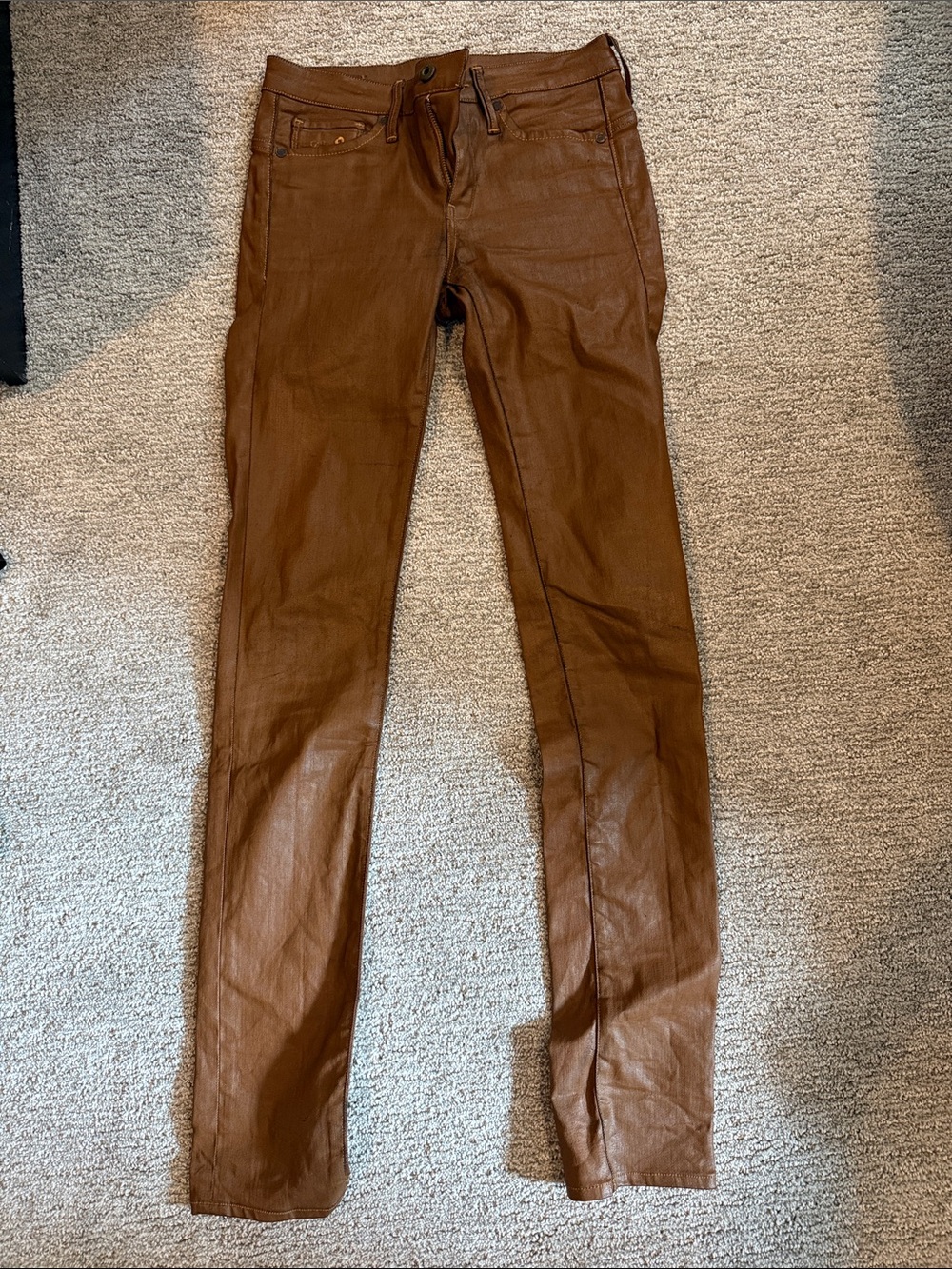 Brown Faux Leather Skinny Pants